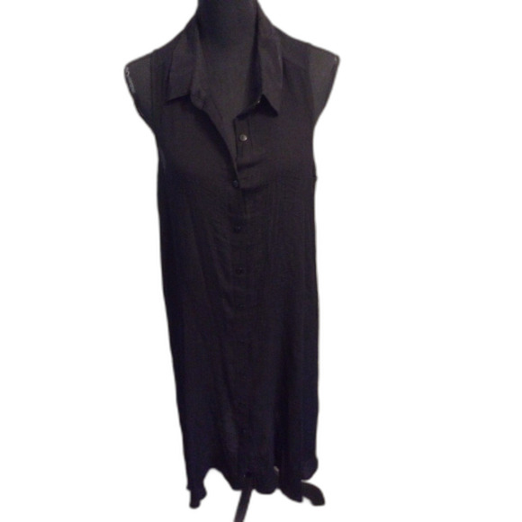 Mlle Gabrielle 2X Gauzy Cover Up Shirt Dress Collar Semi sheer - Picture 1 of 5